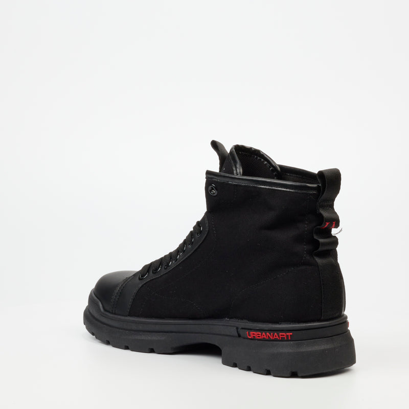 Urbanart Trek 1 Faux Wax / Canvas Ankle Boot - Black footwear UBRT