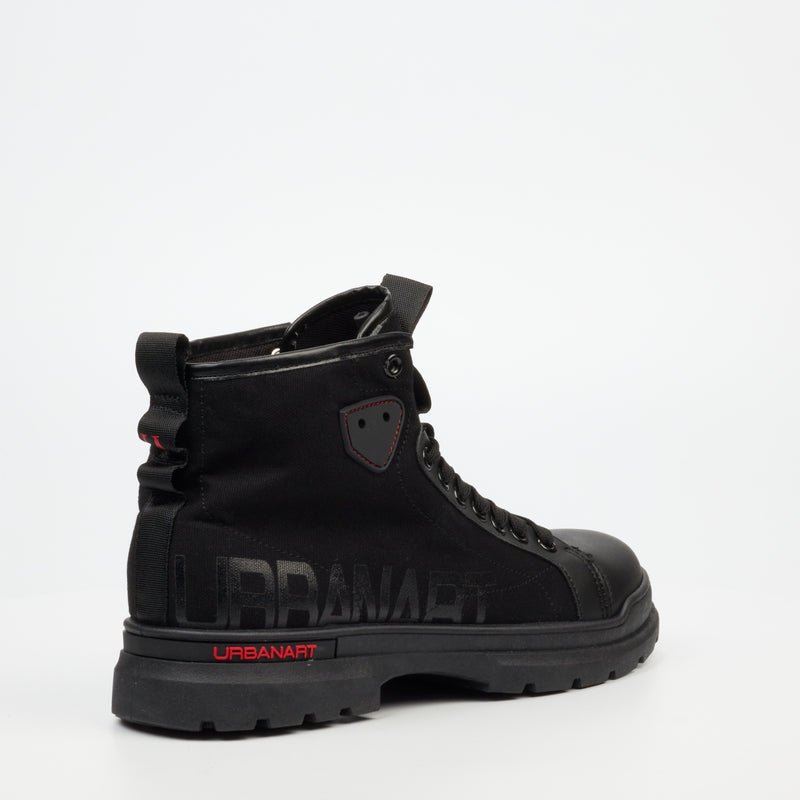 Urbanart Trek 1 Faux Wax / Canvas Ankle Boot - Black footwear UBRT