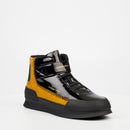 Mazerata Valentino 16 Faux Patent / Faux Suede Sneaker - Mustard footwear Mazerata