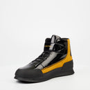 Mazerata Valentino 16 Faux Patent / Faux Suede Sneaker - Mustard footwear Mazerata