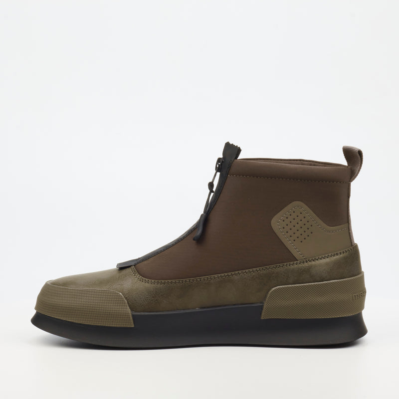 Mazerata VAlentino 20 Faux LEather / Lycra Sneaker - Olive footwear Mazerata