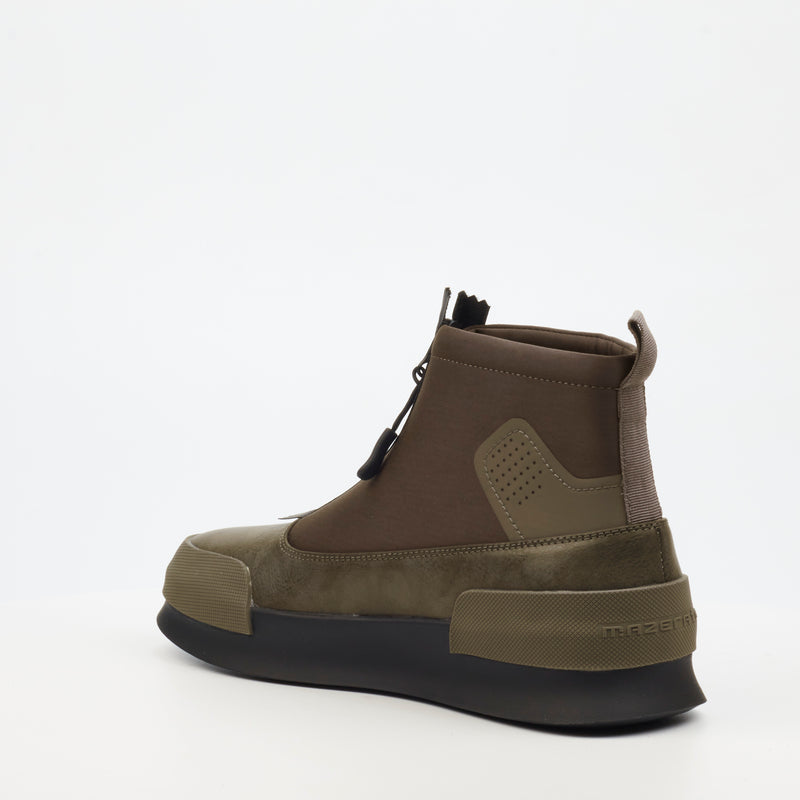 Mazerata VAlentino 20 Faux LEather / Lycra Sneaker - Olive footwear Mazerata