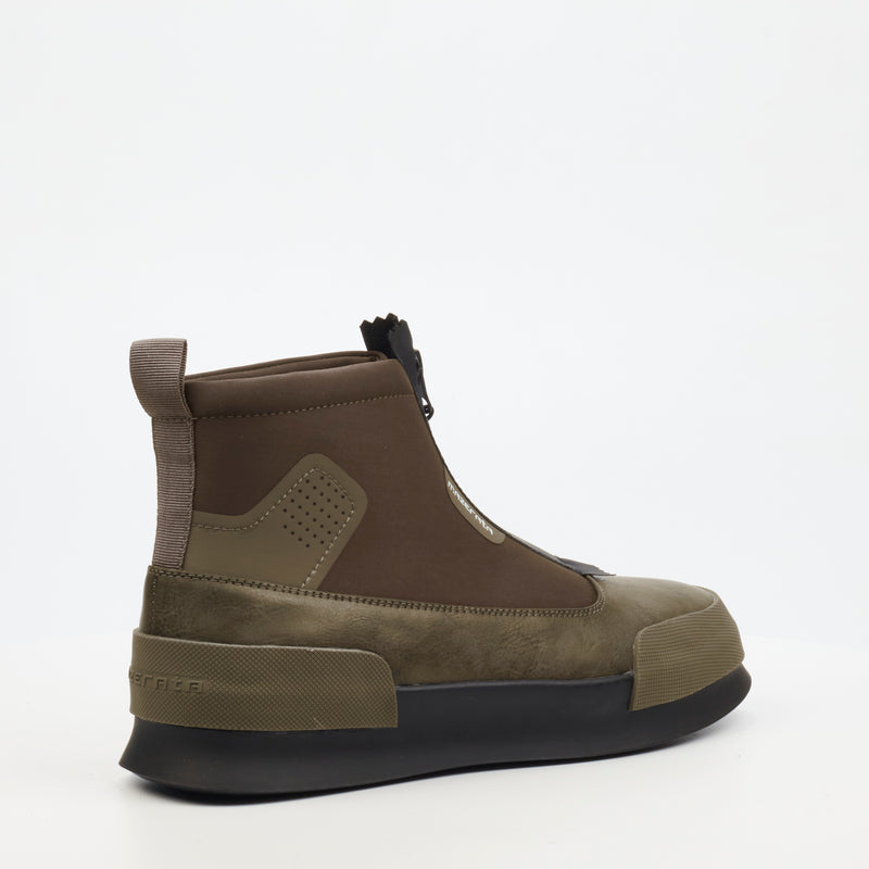 Mazerata VAlentino 20 Faux LEather / Lycra Sneaker - Olive footwear Mazerata