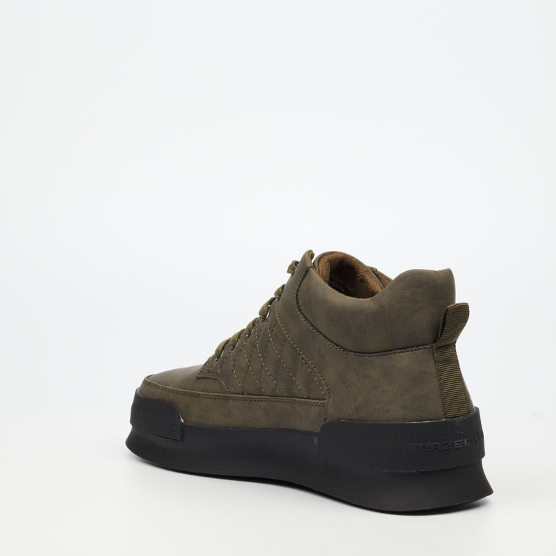 Mazerata Valentino 25 Faux Nubuck Ankle Boot - Olive footwear Mazerata   