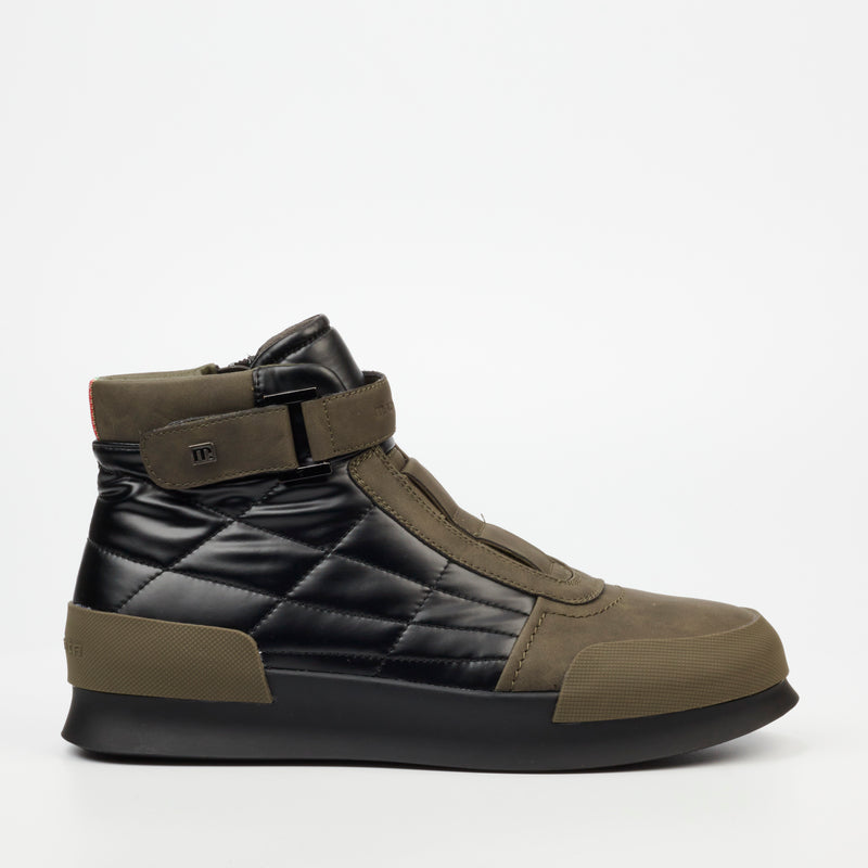 Mazerata Valentino 32 Faux Nubuck / Nylon Ankle Boot - Olive footwear Mazerata