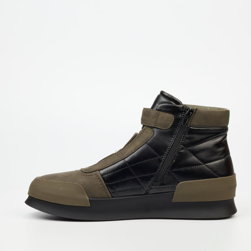 Mazerata Valentino 32 Faux Nubuck / Nylon Ankle Boot - Olive footwear Mazerata