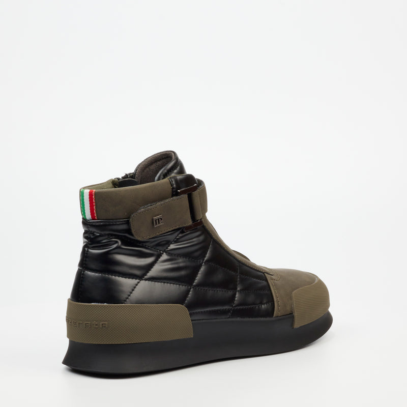 Mazerata Valentino 32 Faux Nubuck / Nylon Ankle Boot - Olive footwear Mazerata