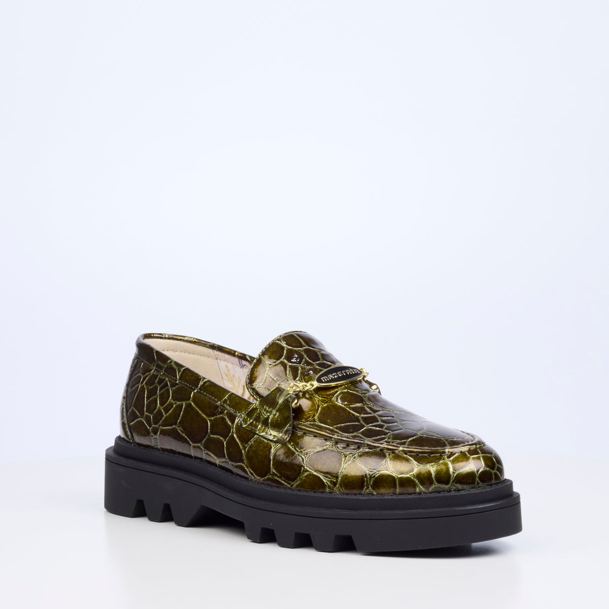 Mazerata Vinchey 106 Faux Patent Shoe - Olive
