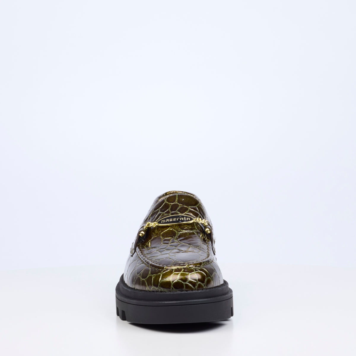 Mazerata Vinchey 106 Faux Patent Shoe - Olive