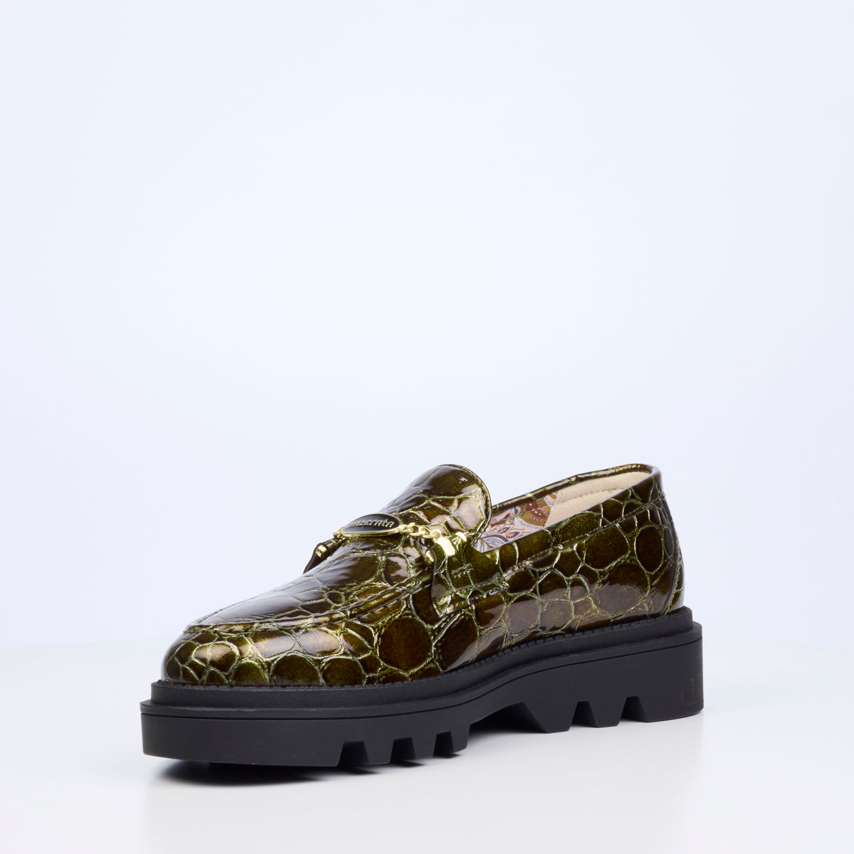 Mazerata Vinchey 106 Faux Patent Shoe - Olive