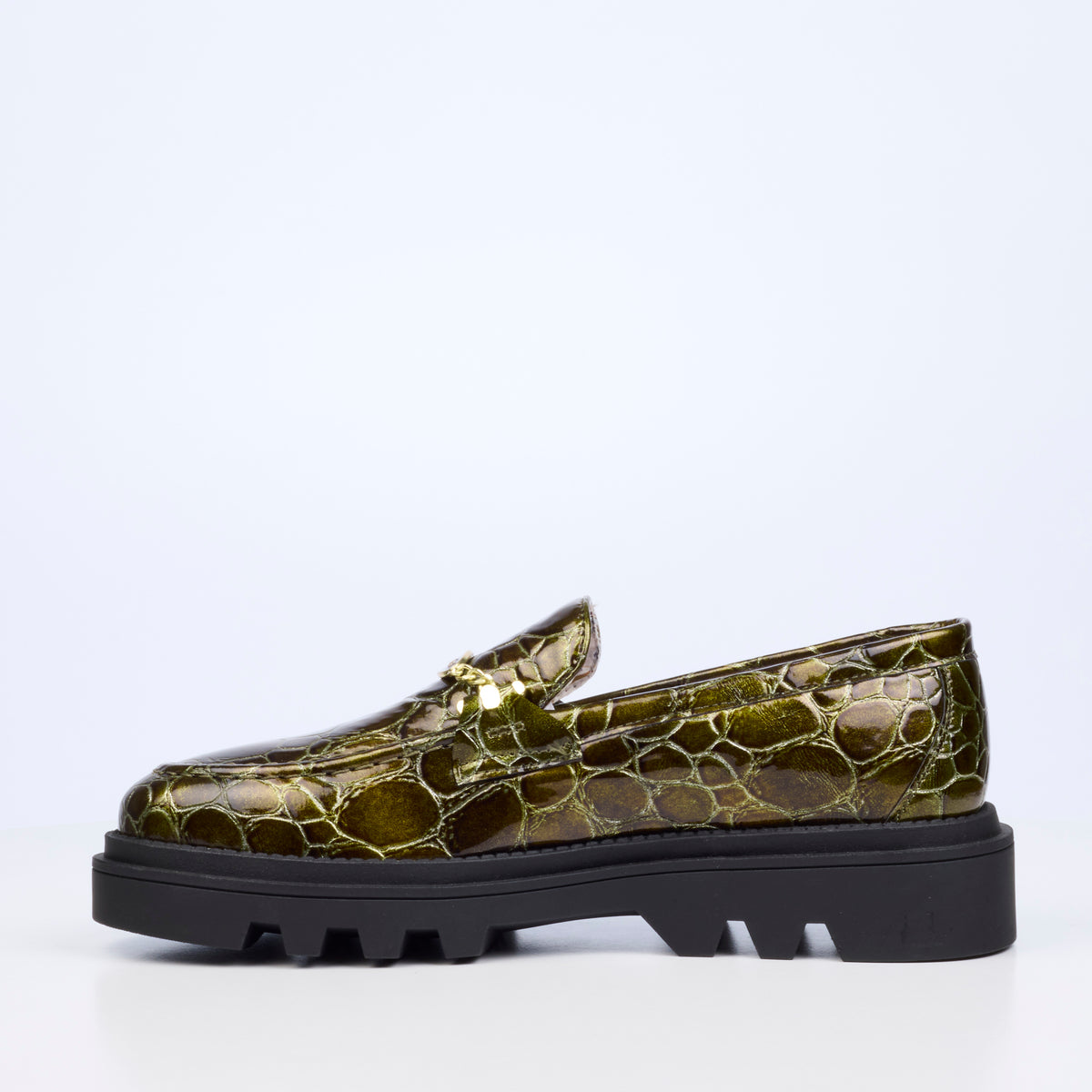 Mazerata Vinchey 106 Faux Patent Shoe - Olive
