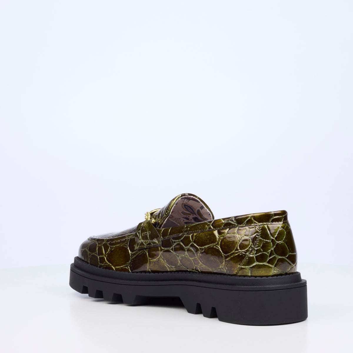 Mazerata Vinchey 106 Faux Patent Shoe - Olive