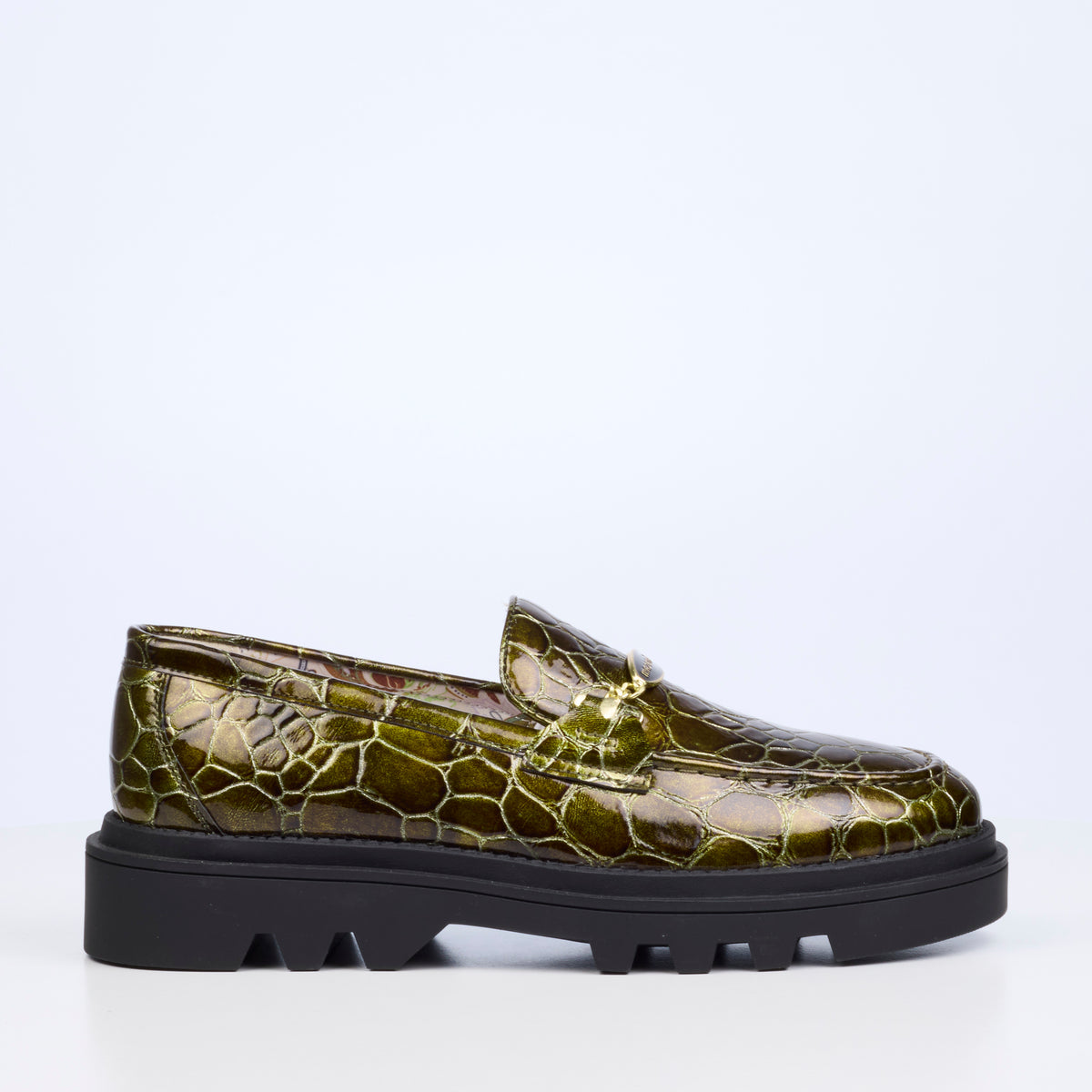 Mazerata Vinchey 106 Faux Patent Shoe - Olive