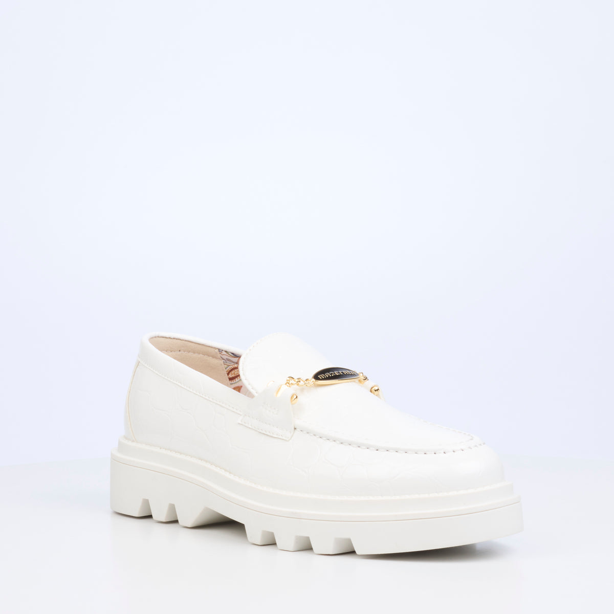 Mazerata Vinchey 106 Faux Patent Shoe - White footwear Mazerata