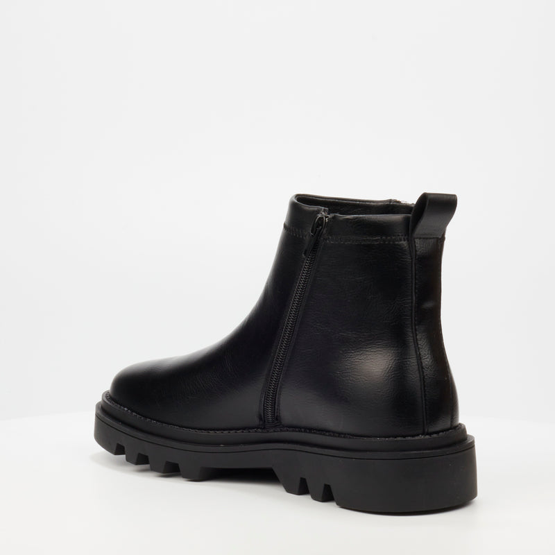 Mazerata Vinchey 37 Faux Wax Boot - Black footwear Mazerata   