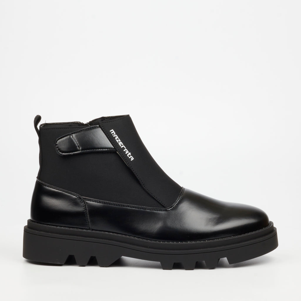 Mazerata Vinchey 42 Faux Leather / Lycra Ankle Boot - Black footwear Mazerata