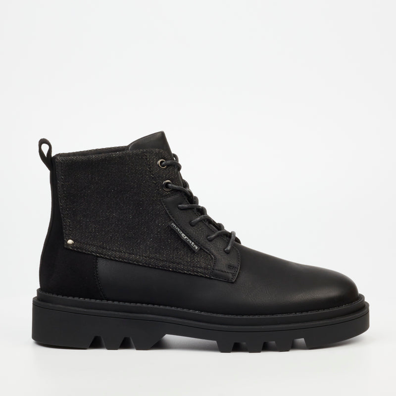 Mazerata Vinchey 48 Faux Nubuck / Canvas Ankle Boot - Black footwear Mazerata