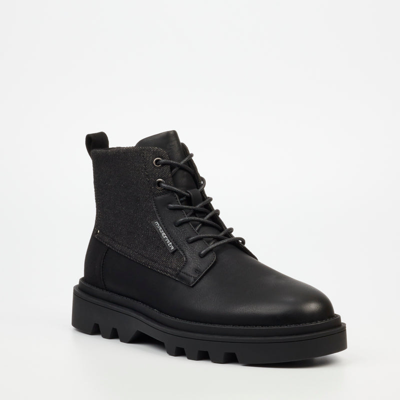 Mazerata Vinchey 48 Faux Nubuck / Canvas Ankle Boot - Black footwear Mazerata