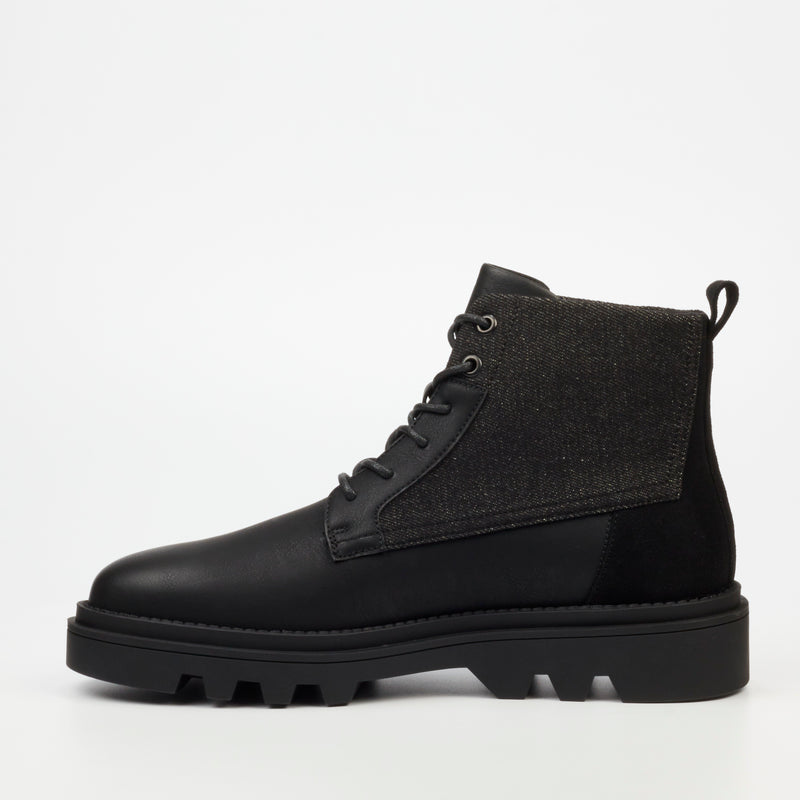 Mazerata Vinchey 48 Faux Nubuck / Canvas Ankle Boot - Black footwear Mazerata