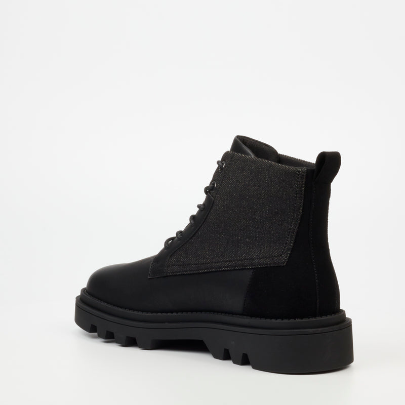 Mazerata Vinchey 48 Faux Nubuck / Canvas Ankle Boot - Black footwear Mazerata