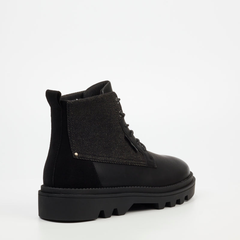 Mazerata Vinchey 48 Faux Nubuck / Canvas Ankle Boot - Black footwear Mazerata