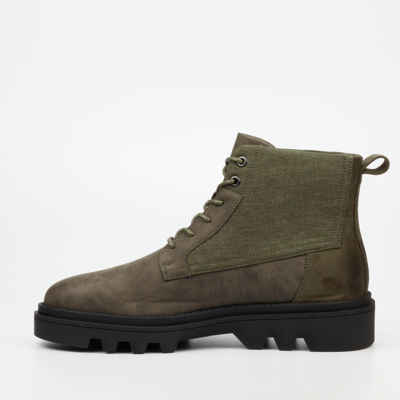 Mazerata Vinchey 48 Faux Nubuck / Canvas Ankle Boot - Olive footwear Mazerata