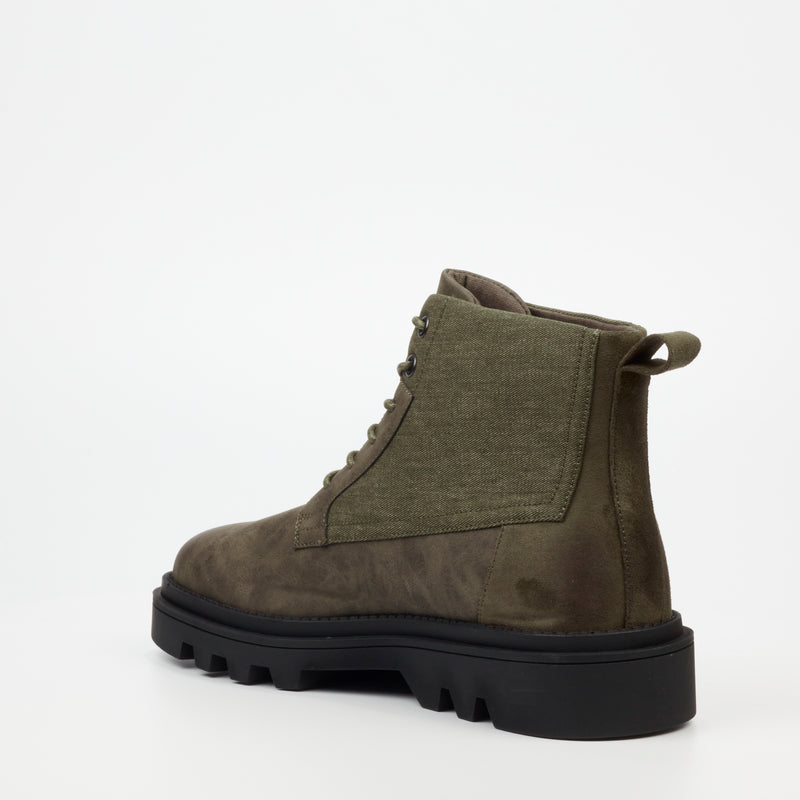 Mazerata Vinchey 48 Faux Nubuck / Canvas Ankle Boot - Olive footwear Mazerata