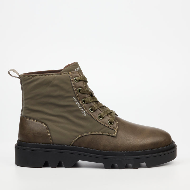 Mazerata Vinchey 52 Faux Nubuck / Lycra Ankle Boot - Olive footwear Mazerata