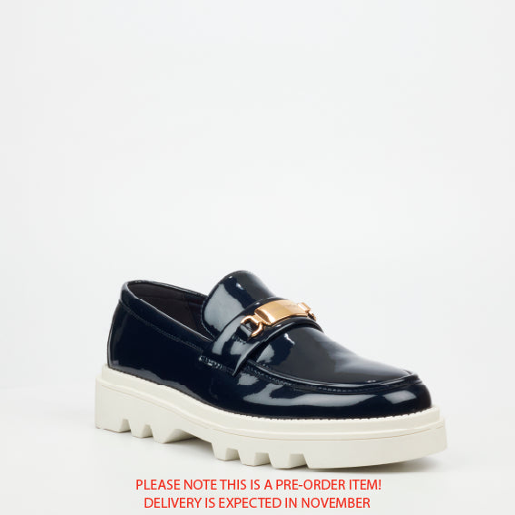 Mazerata Vinchey 90 Faux Patent Shoe - Navy footwear Mazerata