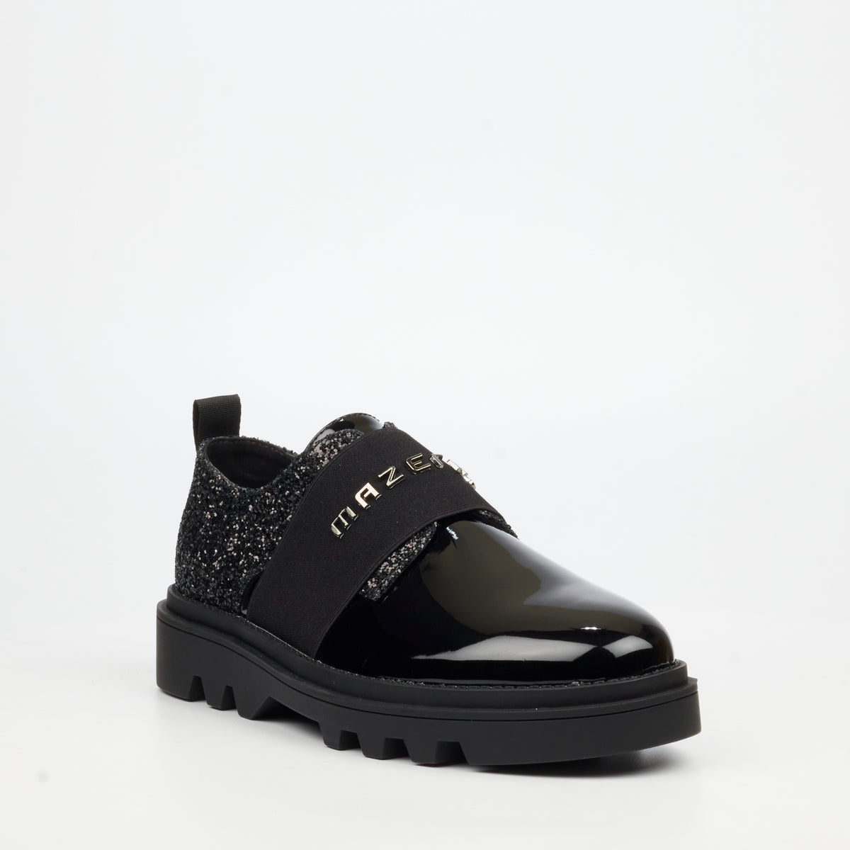 Mazerata Vinchey 96 Rhinestone / Faux Patent Shoe - Black