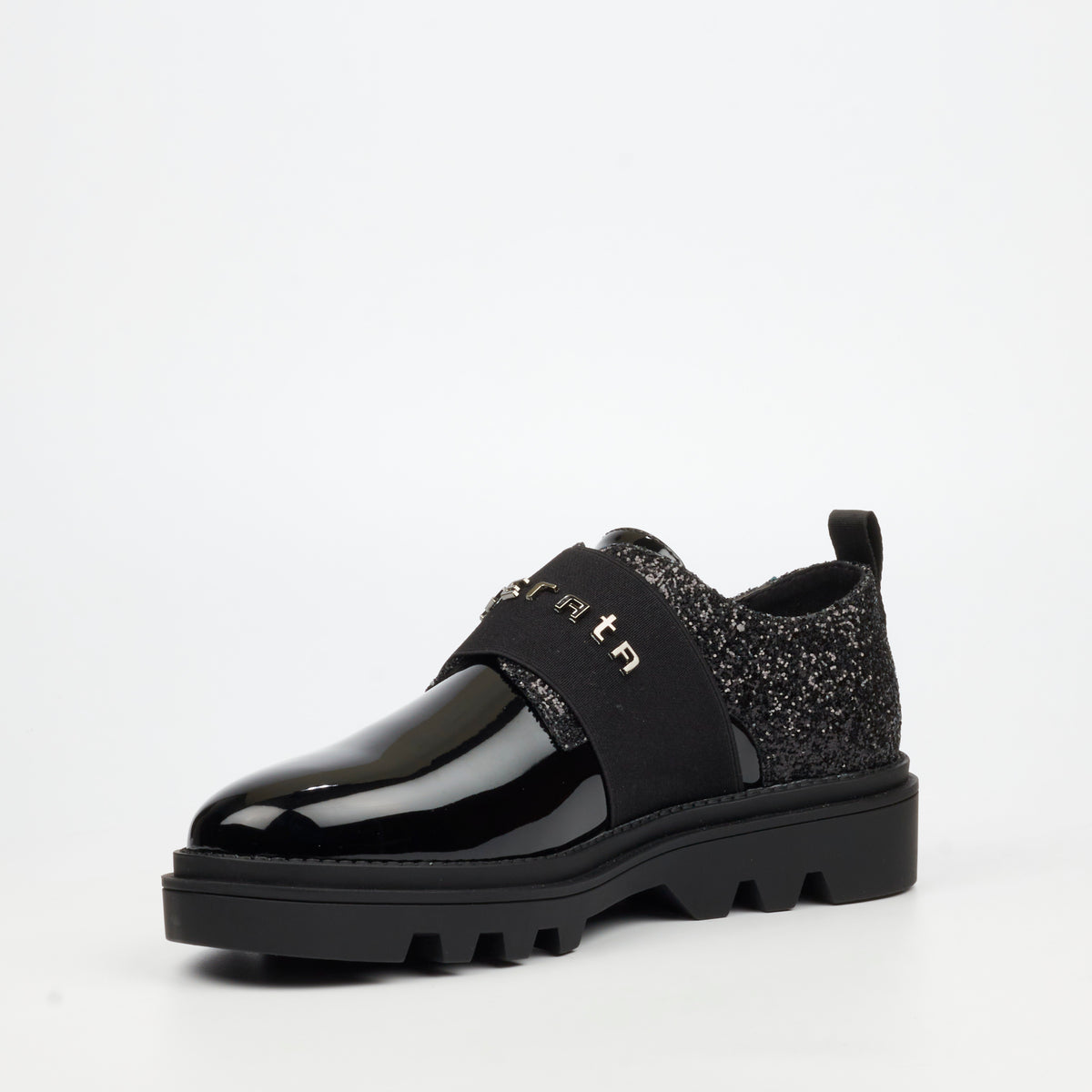 Mazerata Vinchey 96 Rhinestone / Faux Patent Shoe - Black