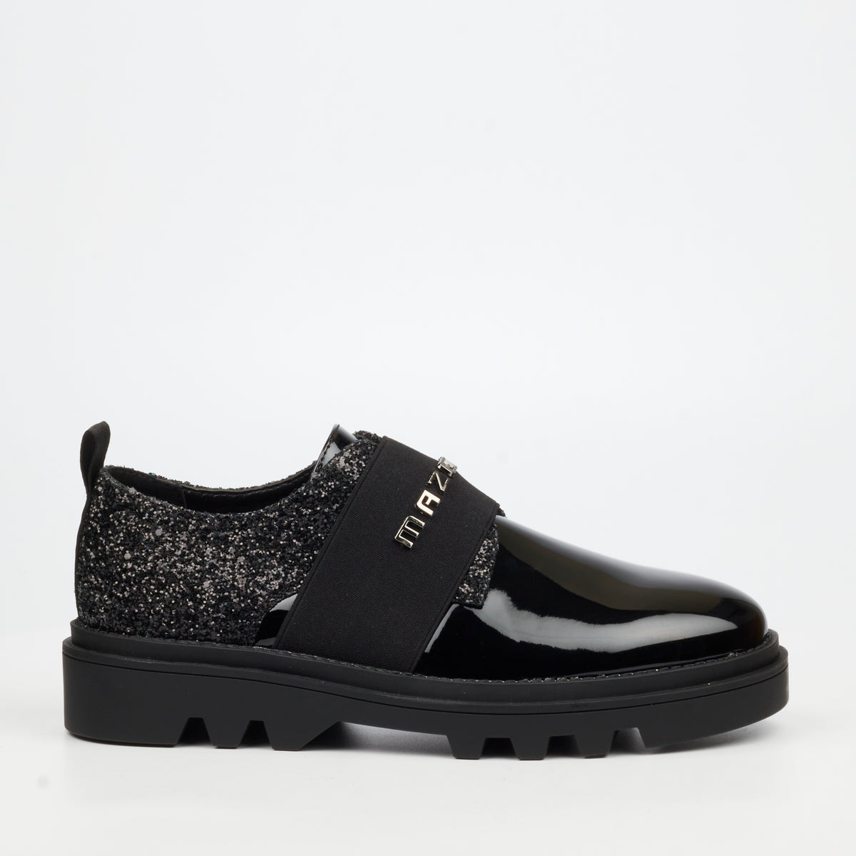Mazerata Vinchey 96 Rhinestone / Faux Patent Shoe - Black