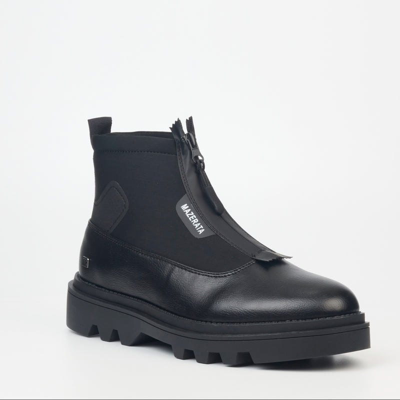Mazerata Vinchey 9 Lea Lycra Ankle Boot - Black footwear Mazerata   