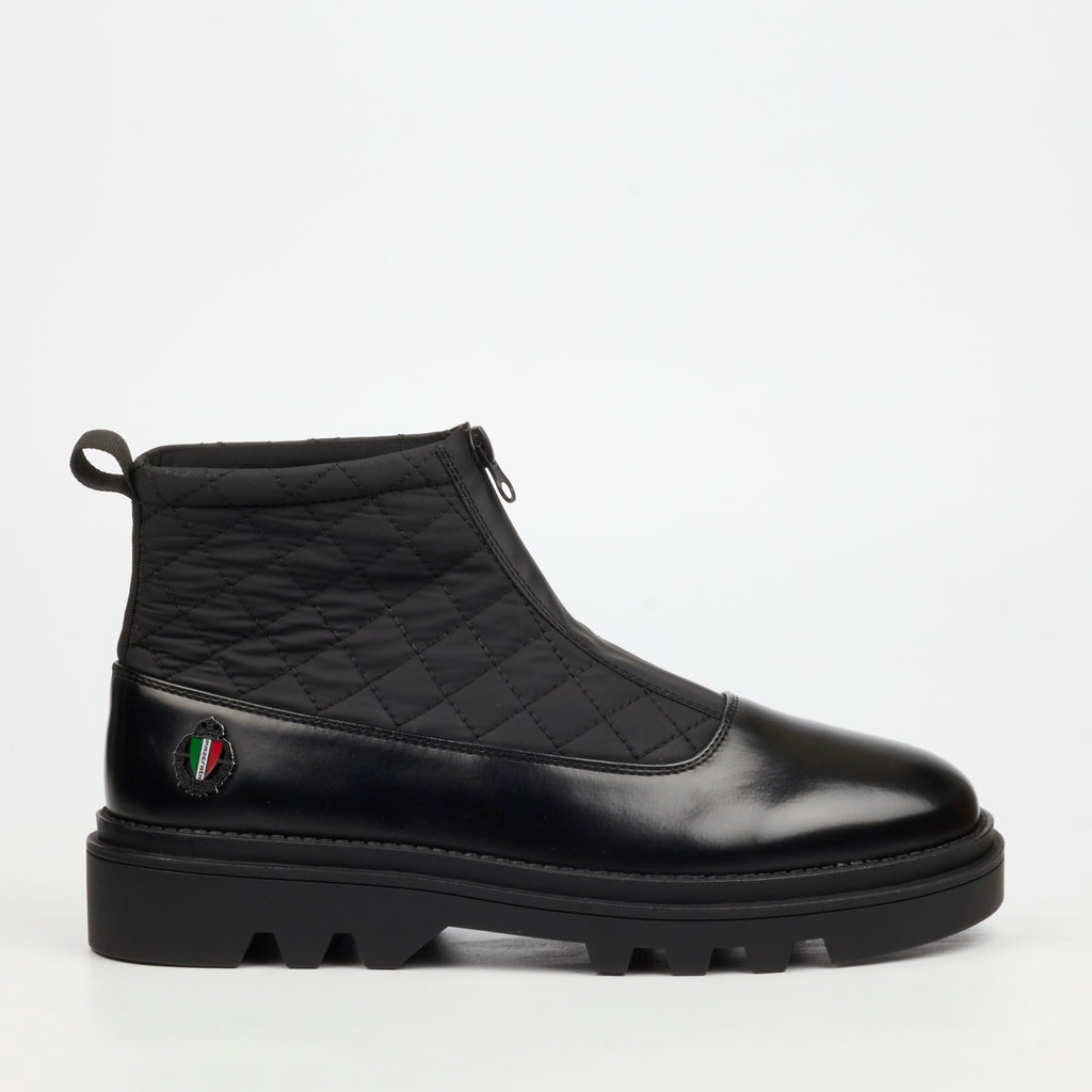 Mazerata Vinchey 9 Nylon / Faux Wax Ankle Boot - Black footwear Mazerata