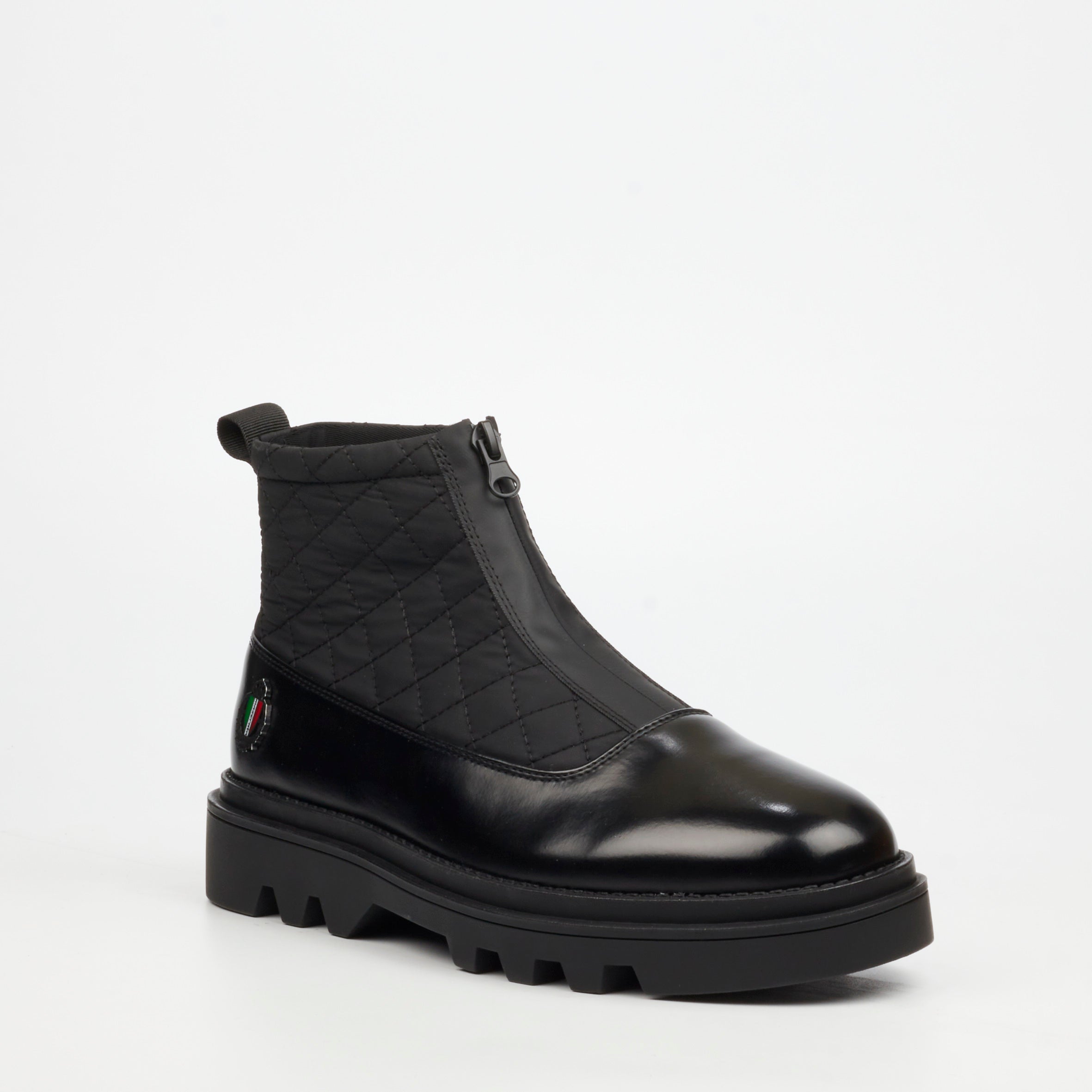 Mazerata Vinchey 9 Nylon / Faux Wax Ankle Boot - Black footwear Mazerata