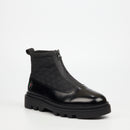 Mazerata Vinchey 9 Nylon / Faux Wax Ankle Boot - Black footwear Mazerata