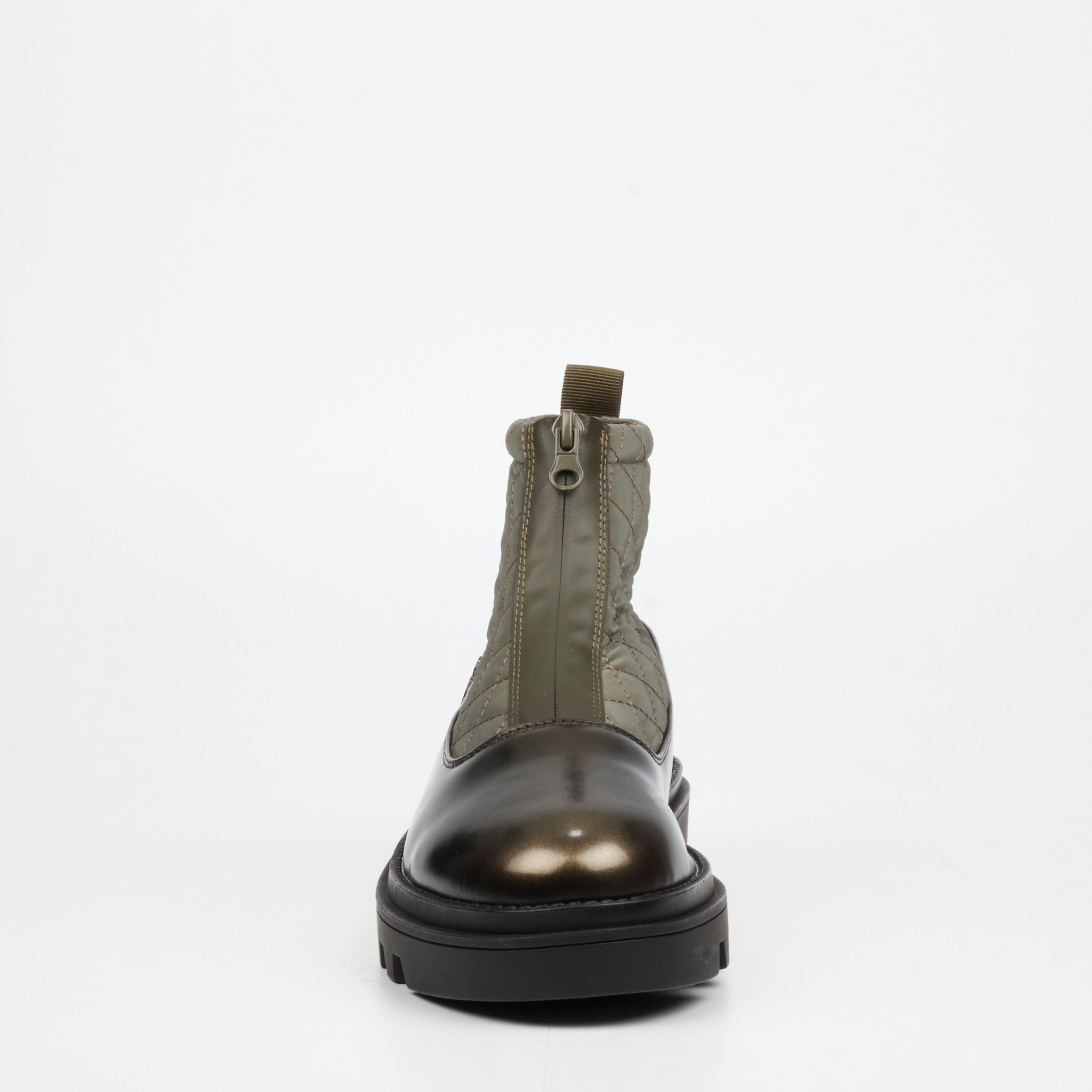 Mazerata Vinchey 9 Nylon / Faux Wax Ankle Boot - Olive footwear Mazerata