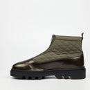 Mazerata Vinchey 9 Nylon / Faux Wax Ankle Boot - Olive footwear Mazerata