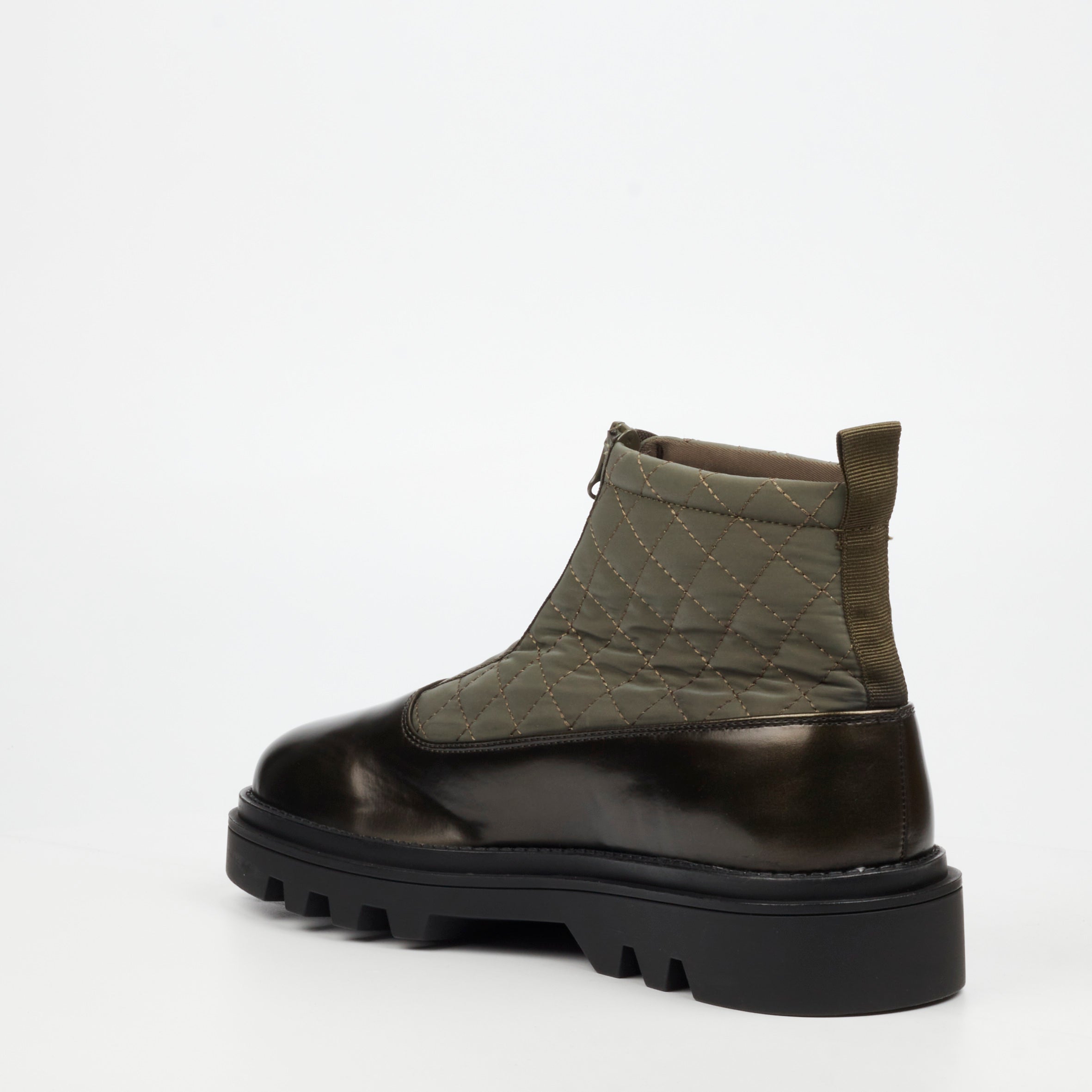 Mazerata Vinchey 9 Nylon / Faux Wax Ankle Boot - Olive footwear Mazerata