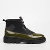 Mazerata Vinchey 9 Faux Patent / Lycra Ankle Boot - Olive footwear Mazerata