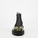Mazerata Vinchey 9 Faux Patent / Lycra Ankle Boot - Olive footwear Mazerata