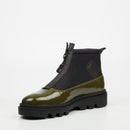 Mazerata Vinchey 9 Faux Patent / Lycra Ankle Boot - Olive footwear Mazerata