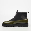 Mazerata Vinchey 9 Faux Patent / Lycra Ankle Boot - Olive footwear Mazerata