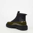 Mazerata Vinchey 9 Faux Patent / Lycra Ankle Boot - Olive footwear Mazerata