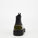 Mazerata Vinchey 9 Faux Patent / Lycra Ankle Boot - Olive footwear Mazerata