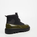 Mazerata Vinchey 9 Faux Patent / Lycra Ankle Boot - Olive footwear Mazerata