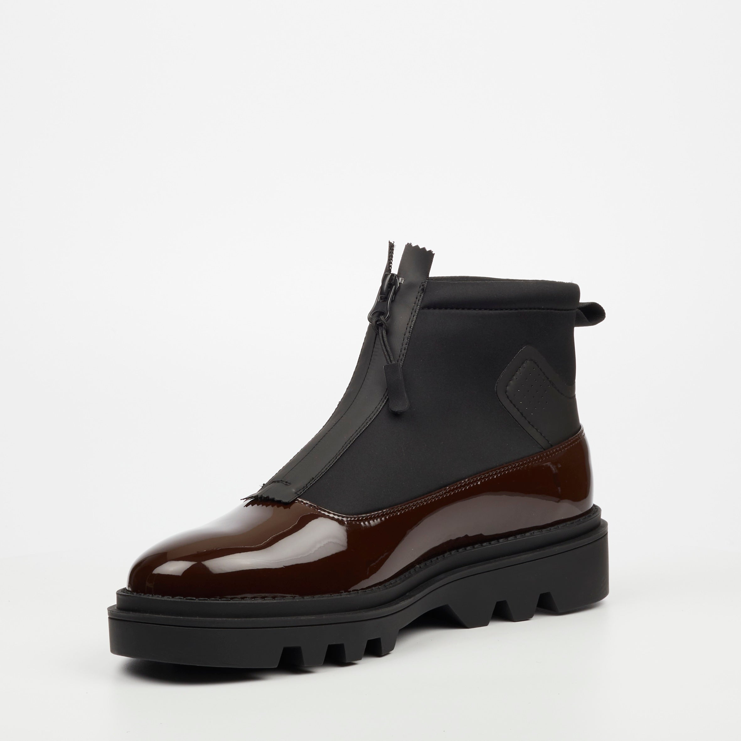 Mazerata Vinchey 9 Faux Patent / Lycra Ankle Boot - Plum footwear Mazerata