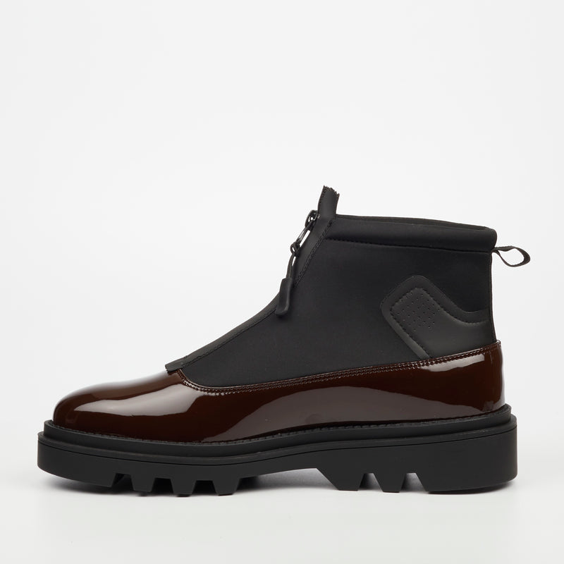 Mazerata Vinchey 9 Faux Patent / Lycra Ankle Boot - Plum footwear Mazerata