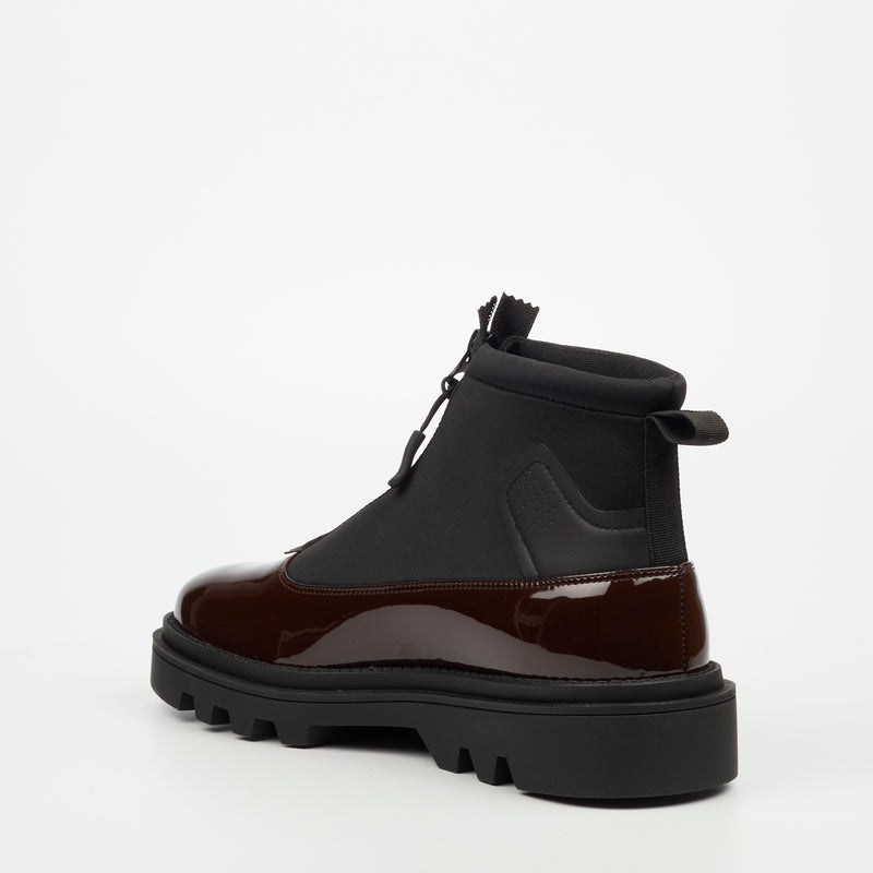 Mazerata Vinchey 9 Faux Patent / Lycra Ankle Boot - Plum footwear Mazerata
