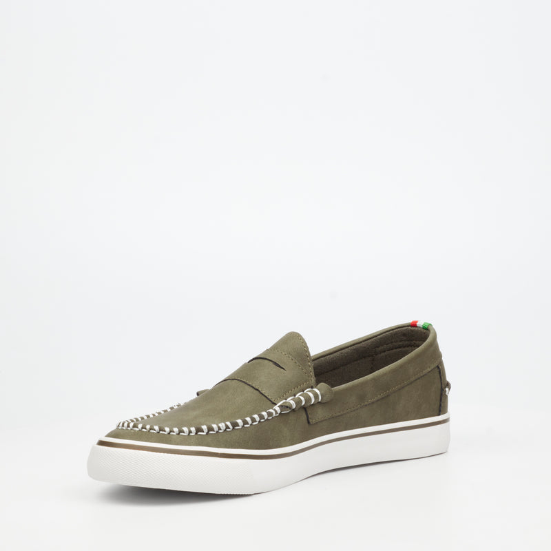 Mazerata Vinny 1 Faux Nubuck Loafer - Olive footwear Mazerata